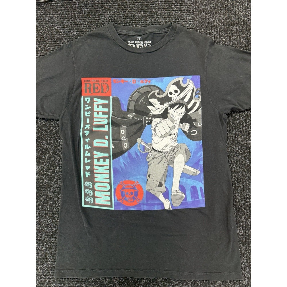 Ripple Junction One Piece Red Monkey D. Luffy Black Small Black T-Shirt Anime